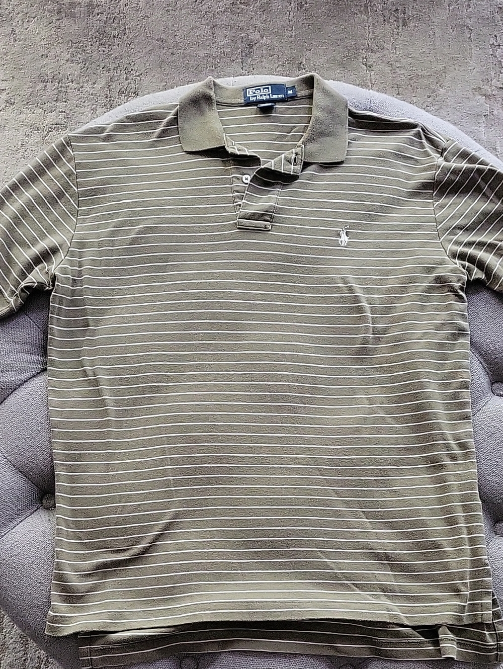 Polo by Ralph Lauren Olive Green and White Striped Polo